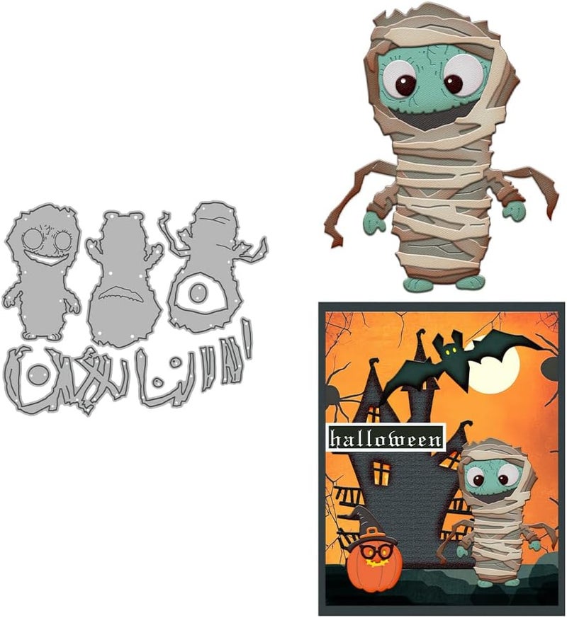 Yi Xuan Halloween Clear Silicone stampReusable Stamp with Pumpkins, Skulls, Bats, Santa Claus, and Holiday Designs. Used for Making Cards, scrapbooks, and DIY templates (Halloween Mummy) - Image 1